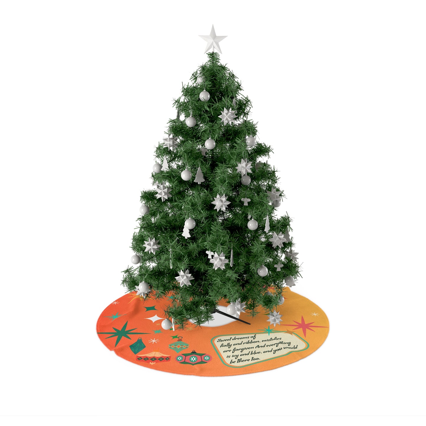 Mid Century Swiftie Christmas Tree Skirt Orange