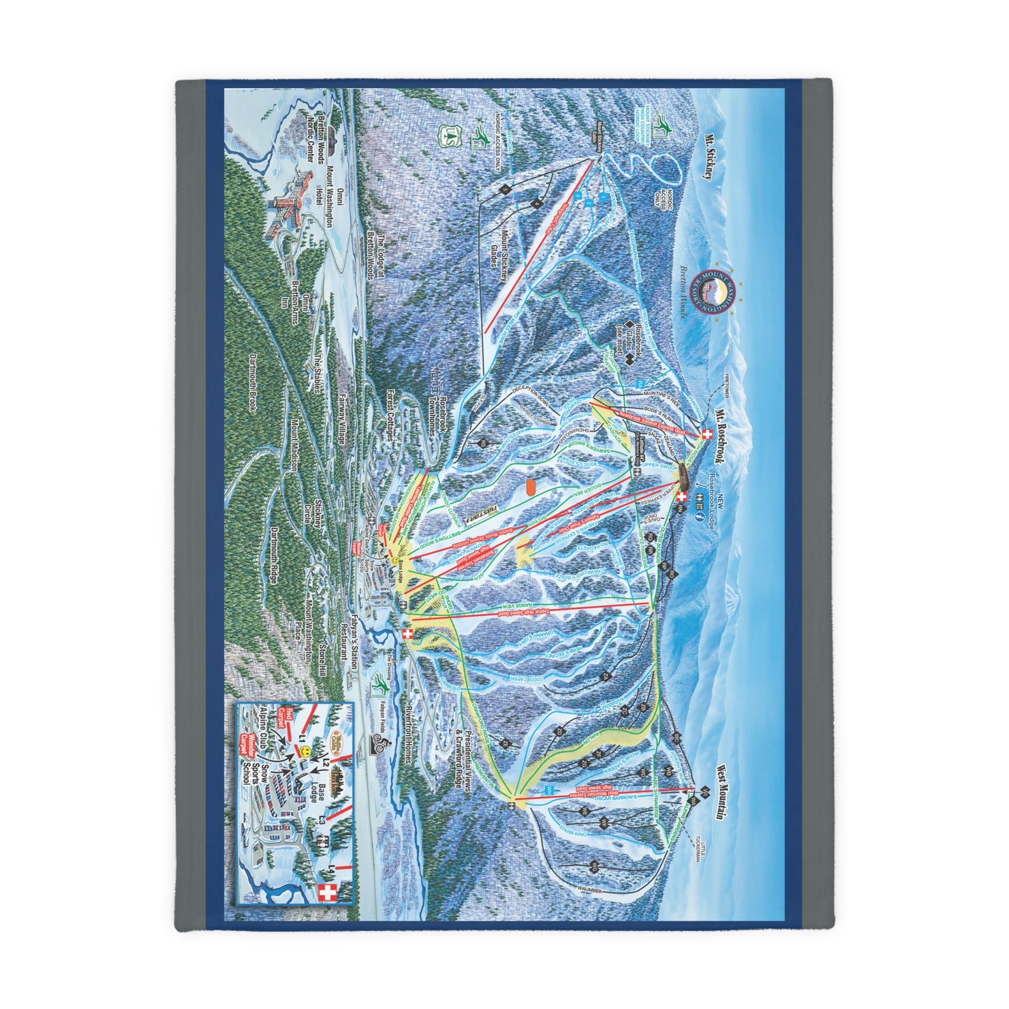 RIDE / Bretton Woods Snowboarding Velveteen Microfiber Blanket (Two-sided print)
