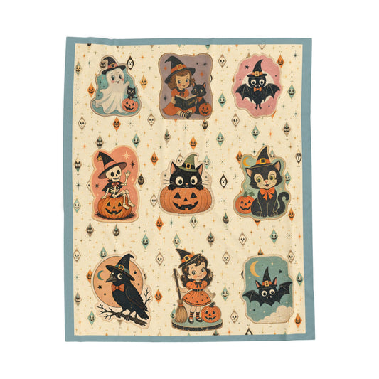 Vintage Halloween Kitsch Throw Blanket