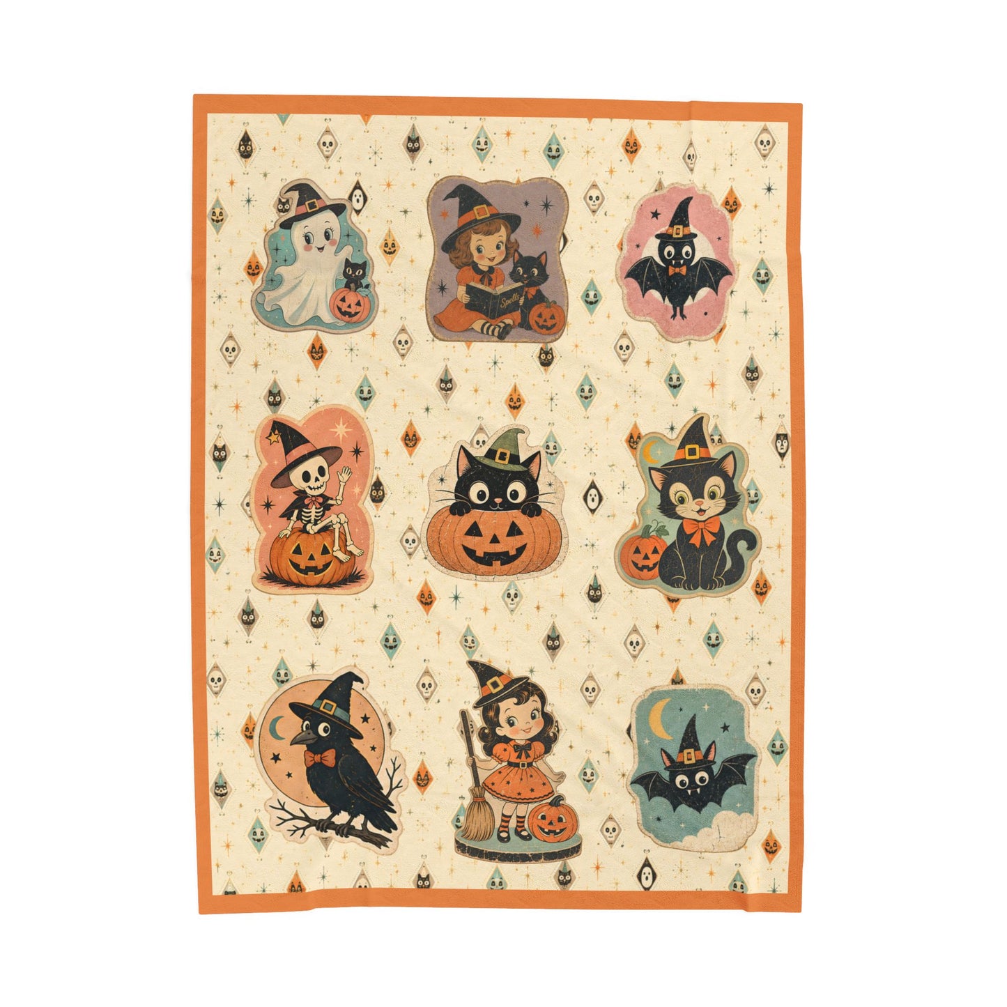 Vintage Halloween Kitsch Throw Blanket