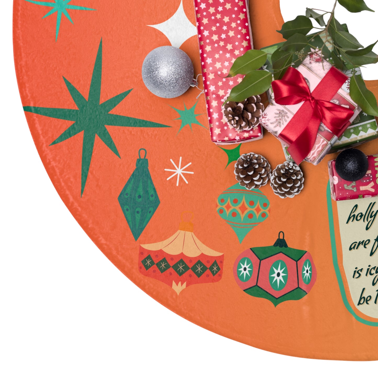 Mid Century Swiftie Christmas Tree Skirt Orange